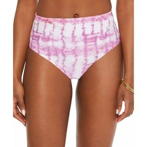 NWT Bar III Summer Stripes High Rise Bikini Bottom M Tie Dye Purple Fuchsia
